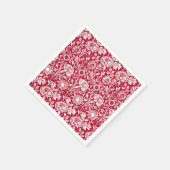 アールヌーボーカーネーション赤と白ダマスク スタンダードカクテルナプキン (角)