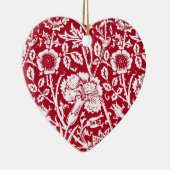 アールヌーボーカーネーション赤と白ダマスク セラミックオーナメント (右)