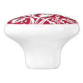 アールヌーボーカーネーション赤と白ダマスク セラミックノブ (側面)