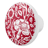 アールヌーボーカーネーション赤と白ダマスク セラミックノブ (右)