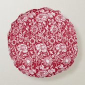 アールヌーボーカーネーション赤と白ダマスク ラウンドクッション (裏面)