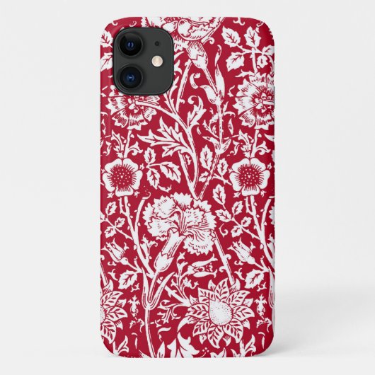 アールヌーボーカーネーション赤と白ダマスク Case-Mate iPhoneケース (裏面)