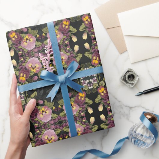 アールヌーボーガーデンオブパンジーヴィンテージ ラッピングペーパー (ギフト)