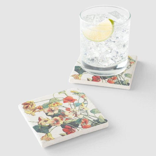 アールヌーボーガーデンナスタジウムフラワーズ ストーンコースター (横)