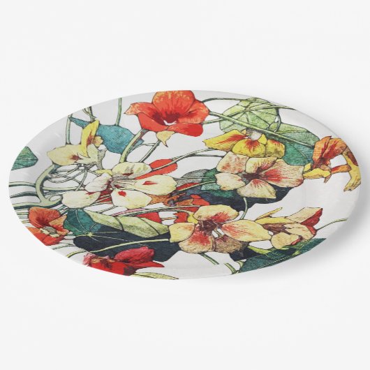 アールヌーボーガーデンナスタジウムフラワーズ ペーパープレート (アングル)