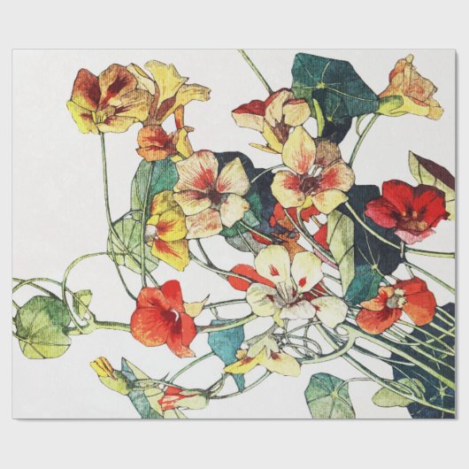 アールヌーボーガーデンナスタジウムフラワーズ ラッピングペーパー (フラット)