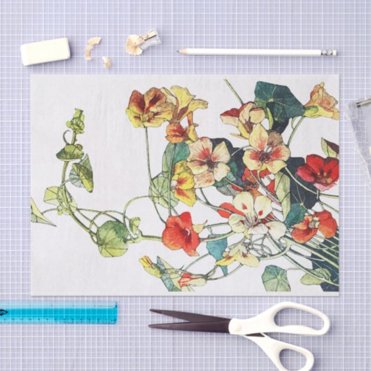 アールヌーボーガーデンナスタジウムフラワーズ 薄葉紙 (クラフト)