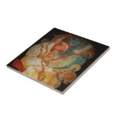 アールヌーボーガールとハープ1903 タイル (側面)