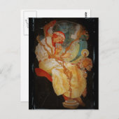 アールヌーボーガールとハープ1903 ポストカード (正面/裏面)