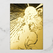 アールヌーボーガールウィズスター輝くクインチェニェラ 箔招待状 (正面)