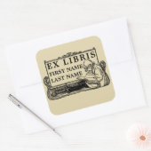 アールヌーボーガール読ズ・ブックEx Librisテンプレート スクエアシール (封筒)