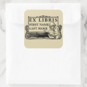 アールヌーボーガール読ズ・ブックEx Librisテンプレート スクエアシール (バッグ)
