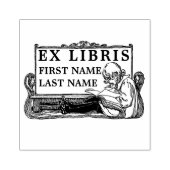アールヌーボーガール読ズ・ブックEx Librisテンプレート ラバースタンプ (インプリント)