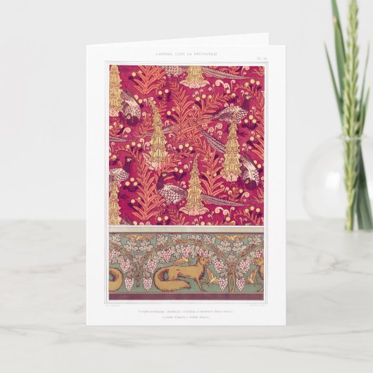 アールヌーボーキツネのキジのフォックスグラブヴェルヌイユ カード (正面)