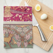 アールヌーボーキツネのキジのフォックスグラブヴェルヌイユ キッチンタオル (四つ折り)