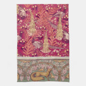 アールヌーボーキツネのキジのフォックスグラブヴェルヌイユ キッチンタオル (縦)