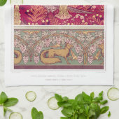 アールヌーボーキツネpheasantフォックスグローブヴェルヌイユ赤 キッチンタオル (折り畳み)