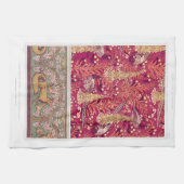 アールヌーボーキツネpheasantフォックスグローブヴェルヌイユ赤 キッチンタオル (横)