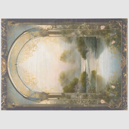 アールヌーボーキャッスルレイクネイビーn金ゴールドエフェメラ4A 薄葉紙 (正面)