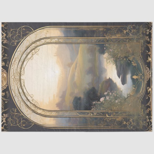 アールヌーボーキャッスルレイクブラックn金ゴールドエフェメラ1A 薄葉紙 (正面)