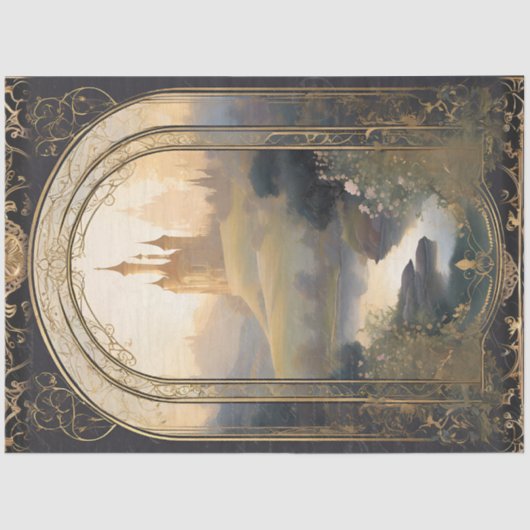 アールヌーボーキャッスルロココブラックn金ゴールドエフェメラ1 薄葉紙 (正面)