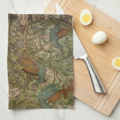 アールヌーボークジャクとフラワージャック キッチンタオル (四つ折り)