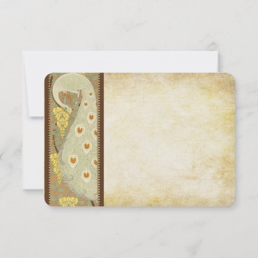 アールヌーボークジャク結婚の鳥の応答カード 出欠カード (裏面)