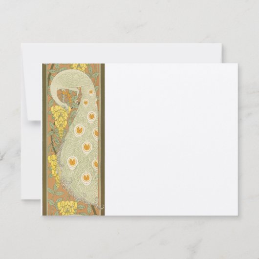 アールヌーボークジャク結婚の鳥の応答カード 出欠カード (裏面)