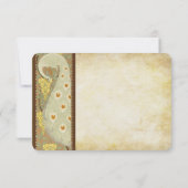 アールヌーボークジャク結婚の鳥の応答カード 出欠カード (裏面)