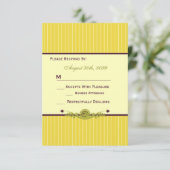 アールヌーボークラシックイエロー&パープルウェディングRSVP 出欠カード (スタンド正面)