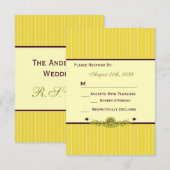 アールヌーボークラシックイエロー&パープルウェディングRSVP 出欠カード (正面/裏面)