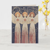 アールヌーボークリスマスエンジェルズグリーティングカード カード (黄色い花)