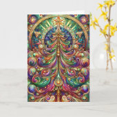 アールヌーボークリスマスツリー カード (黄色い花)