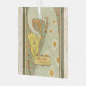 アールヌーボークリスマスヴィンテージピーコック ガラスオーナメント (正面左)