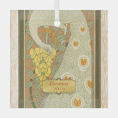 アールヌーボークリスマスヴィンテージピーコック ガラスオーナメント (正面)