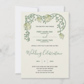 アールヌーボークリームとグリーン結婚式招待状 招待状 (正面)