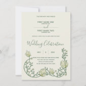 アールヌーボークリームフローラ結婚式招待状 招待状 (正面)