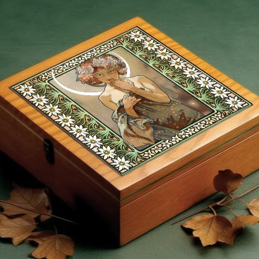 アールヌーボークレアドゥルネミュシャエーデルワイスフラワーズ タイル