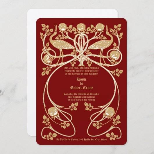 アールヌーボークレーンインバラブッシュ結婚式招待状 招待状 (正面/裏面)
