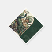 アールヌーボーグリーンエメラルドヴィンテージピーコッ結婚クス スタンダードカクテルナプキン (角)