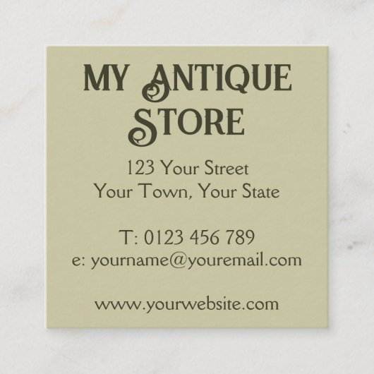 アールヌーボーグリーンクリーム スクエア名刺 (正面)