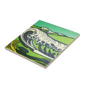 アールヌーボーグリーンシーウェーブズ1 タイル (側面)