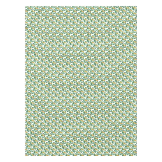 アールヌーボーグリーンバターカップフローラ壁紙 テーブルクロス (正面)