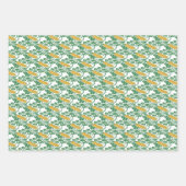 アールヌーボーグリーンバターカップフローラ壁紙 ラッピングペーパーシート (正面3)