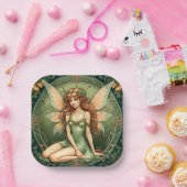 アールヌーボーグリーンフェアリー紙プレート ペーパープレート (パーティー)