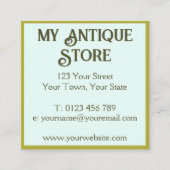 アールヌーボーグリーンブルースクエアビジネスカード スクエア名刺 (正面)