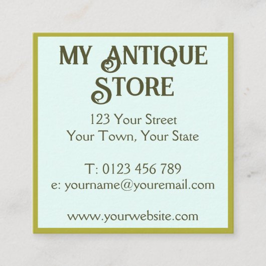 アールヌーボーグリーンブルースクエアビジネスカード スクエア名刺 (正面)