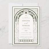 アールヌーボーグリーンリー結婚アーチ 招待状 (正面)