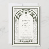 アールヌーボーグリーンリー結婚アーチ 招待状 (正面)
