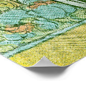 アールヌーボーグレイハウンドと花のある女性 ポスター (角)